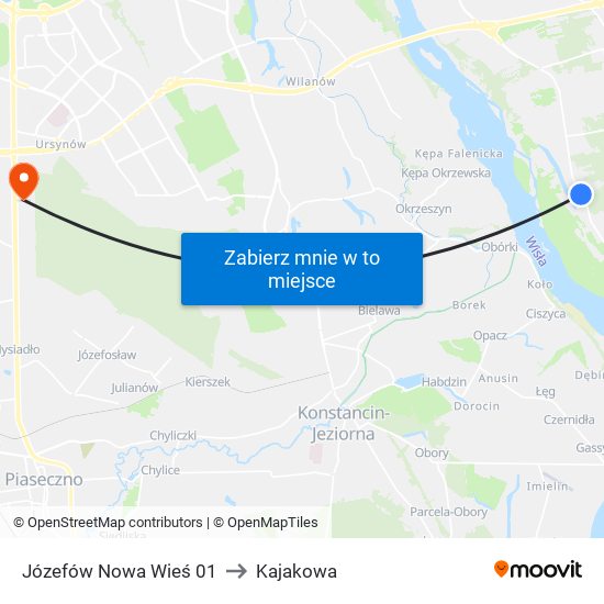 Józefów Nowa Wieś 01 to Kajakowa map