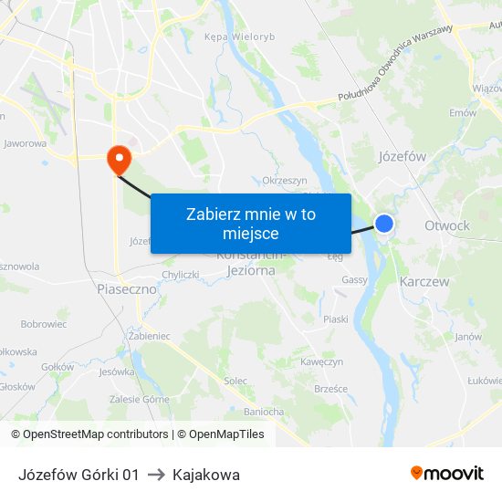 Józefów Górki 01 to Kajakowa map