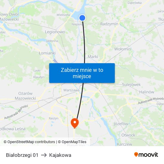 Białobrzegi 01 to Kajakowa map