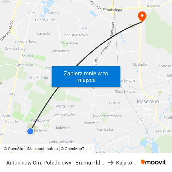 Antoninów Cm. Południowy - Brama Płd. 01 to Kajakowa map