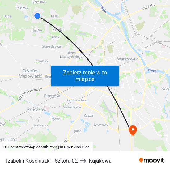 Izabelin Kościuszki - Szkoła 02 to Kajakowa map