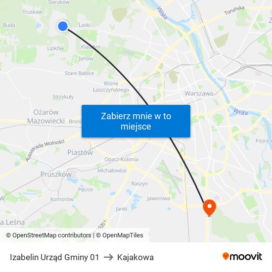 Izabelin Urząd Gminy 01 to Kajakowa map