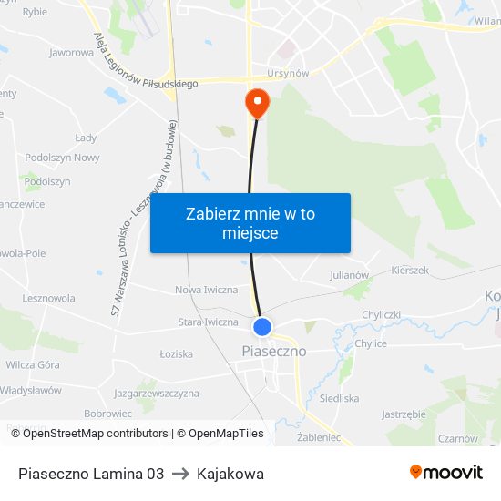 Piaseczno Lamina 03 to Kajakowa map