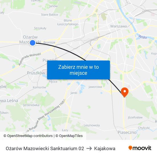 Ożarów Mazowiecki Sanktuarium 02 to Kajakowa map