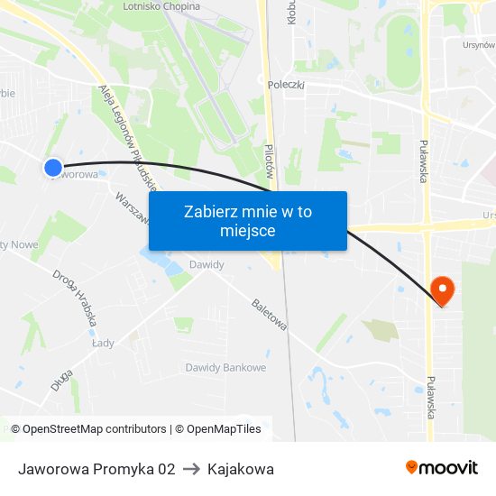 Jaworowa Promyka 02 to Kajakowa map