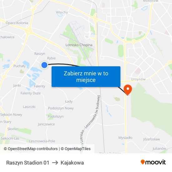 Raszyn Stadion 01 to Kajakowa map