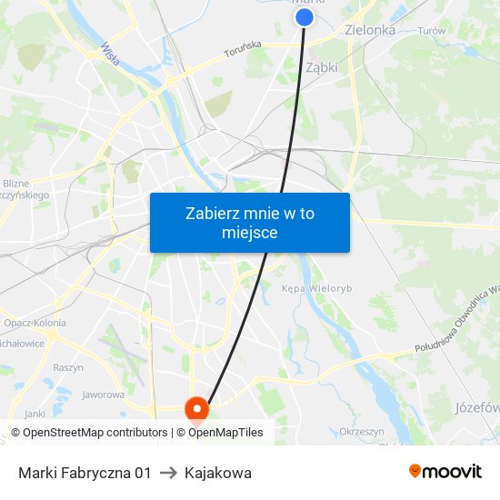 Marki Fabryczna 01 to Kajakowa map