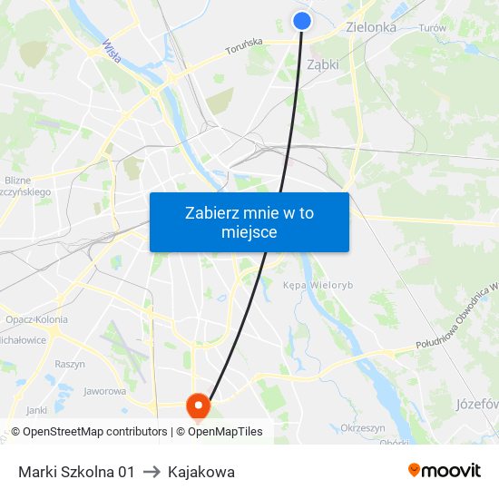 Marki Szkolna to Kajakowa map