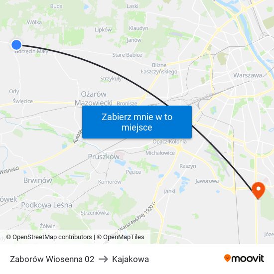 Zaborów Wiosenna 02 to Kajakowa map