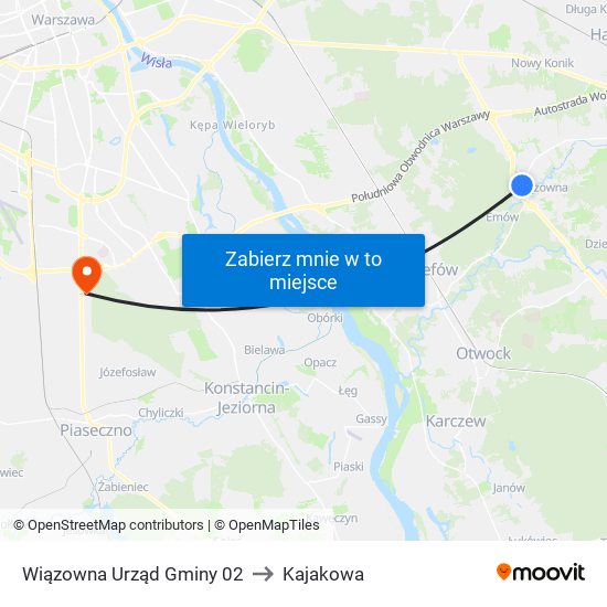 Wiązowna Urząd Gminy 02 to Kajakowa map