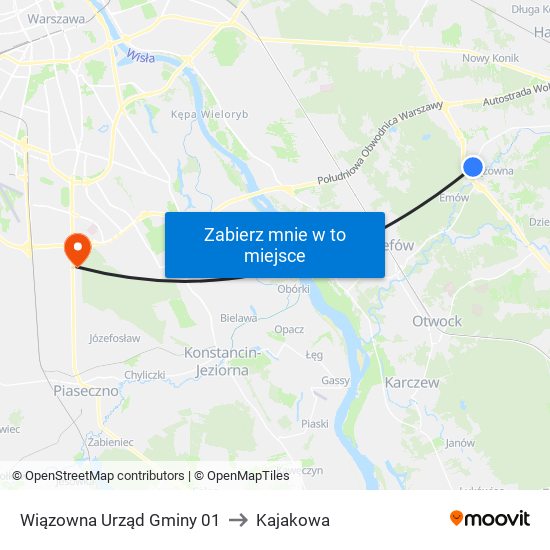 Wiązowna Urząd Gminy to Kajakowa map