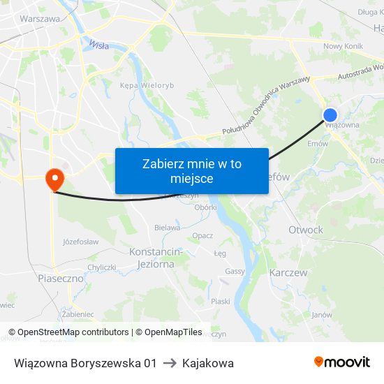 Wiązowna Boryszewska 01 to Kajakowa map