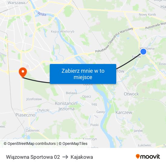 Wiązowna Sportowa 02 to Kajakowa map