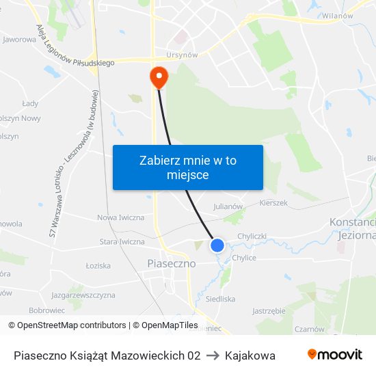 Piaseczno Książąt Mazowieckich 02 to Kajakowa map