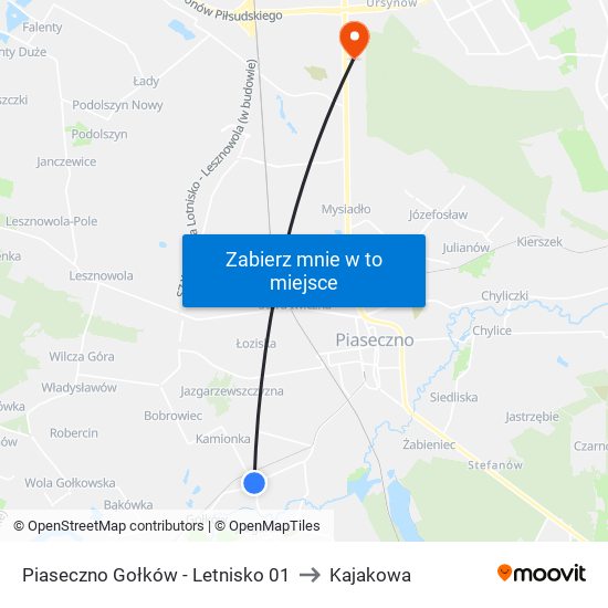 Piaseczno Gołków - Letnisko 01 to Kajakowa map