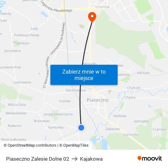 Piaseczno Zalesie Dolne 02 to Kajakowa map