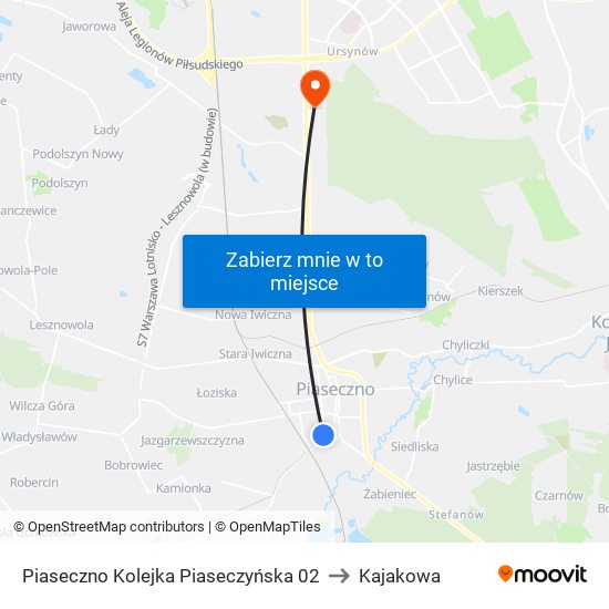 Piaseczno Kolejka Piaseczyńska 02 to Kajakowa map