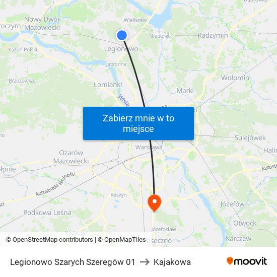 Legionowo Szarych Szeregów 01 to Kajakowa map