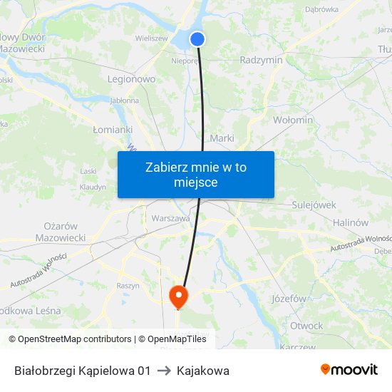 Białobrzegi Kąpielowa 01 to Kajakowa map