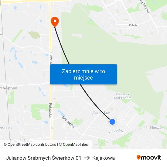 Julianów Srebrnych Świerków 01 to Kajakowa map