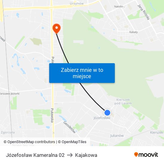 Józefosław Kameralna 02 to Kajakowa map