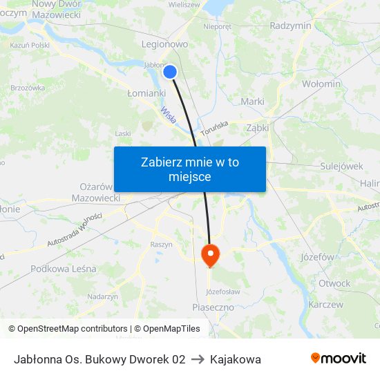 Jabłonna Os. Bukowy Dworek 02 to Kajakowa map