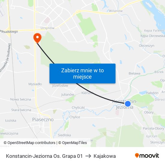 Konstancin-Jeziorna Os. Grapa 01 to Kajakowa map