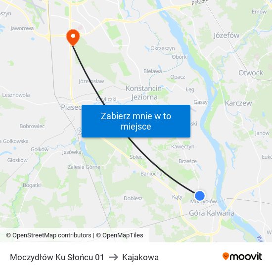 Moczydłów Ku Słońcu 01 to Kajakowa map