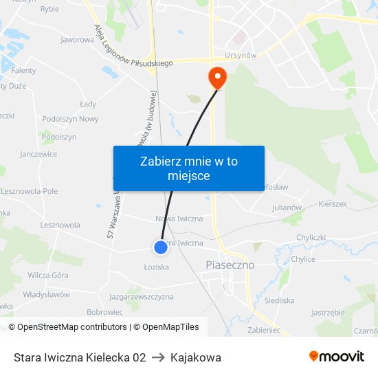 Stara Iwiczna Kielecka 02 to Kajakowa map