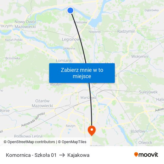 Komornica - Szkoła 01 to Kajakowa map