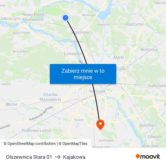 Olszewnica Stara 01 to Kajakowa map