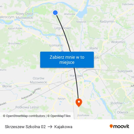 Skrzeszew Szkolna 02 to Kajakowa map