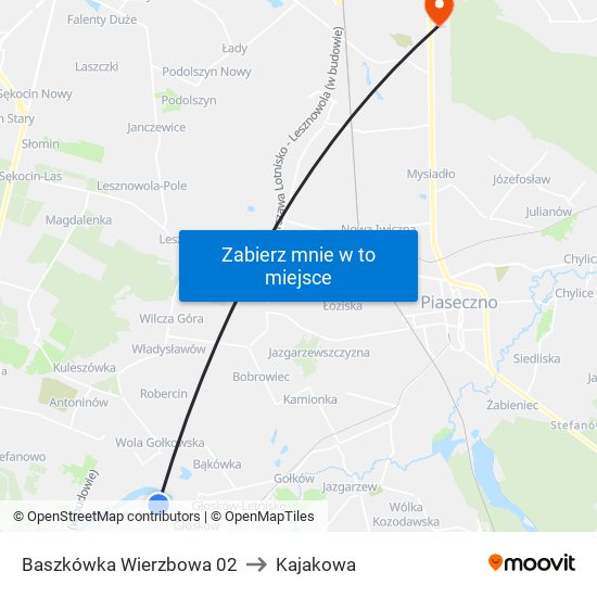 Baszkówka Wierzbowa 02 to Kajakowa map