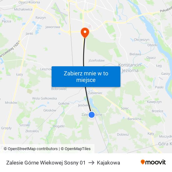 Zalesie Górne Wiekowej Sosny 01 to Kajakowa map