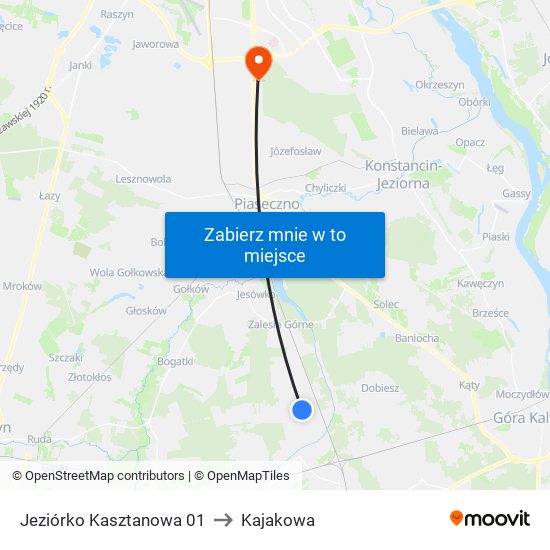 Jeziórko Kasztanowa 01 to Kajakowa map