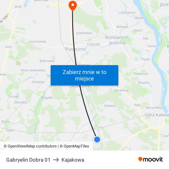 Gabryelin Dobra 01 to Kajakowa map