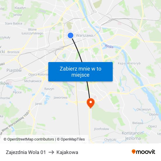 Zajezdnia Wola 01 to Kajakowa map