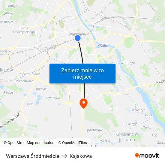 Warszawa Śródmieście to Kajakowa map