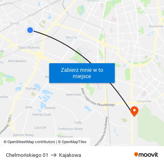 Chełmońskiego 01 to Kajakowa map