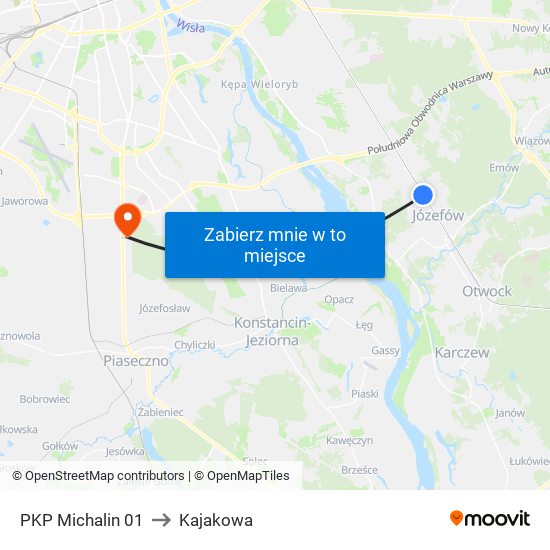 PKP Michalin 01 to Kajakowa map