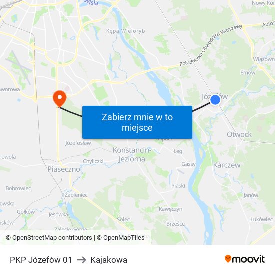 PKP Józefów to Kajakowa map