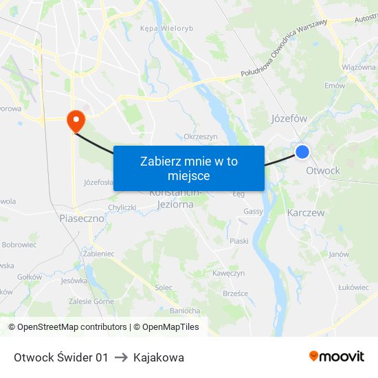 Otwock Świder 01 to Kajakowa map