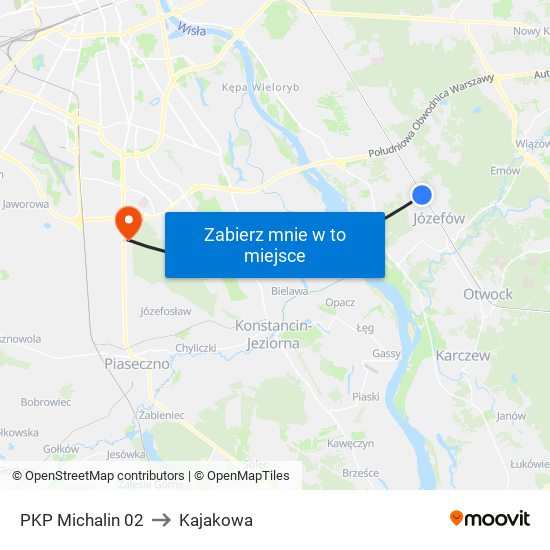 PKP Michalin 02 to Kajakowa map