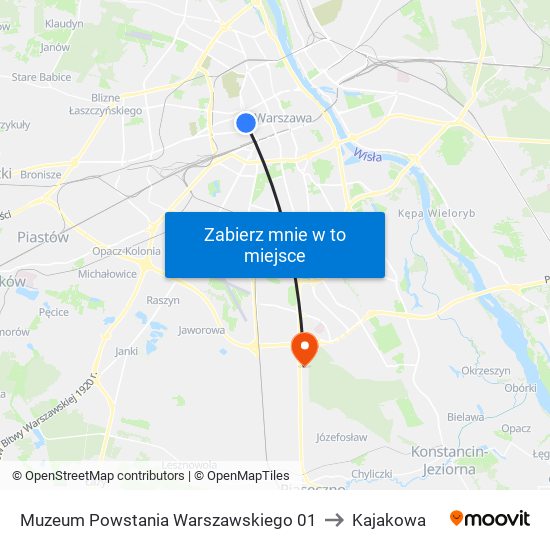 Muzeum Powstania Warszawskiego 01 to Kajakowa map