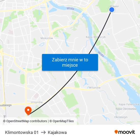 Klimontowska 01 to Kajakowa map