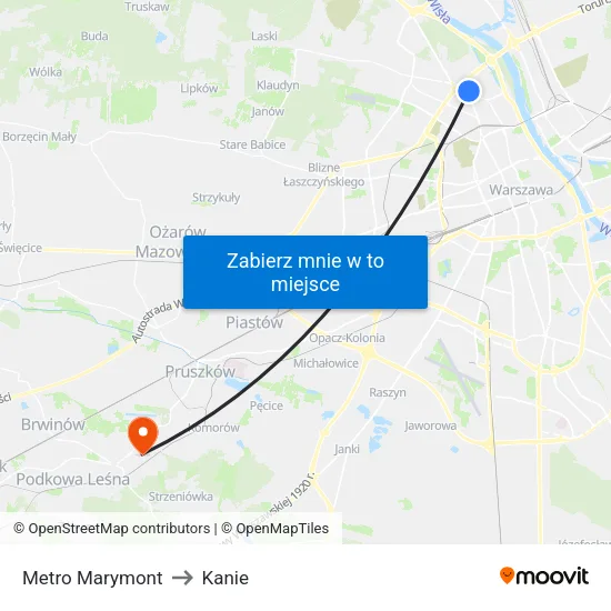 Metro Marymont to Kanie map
