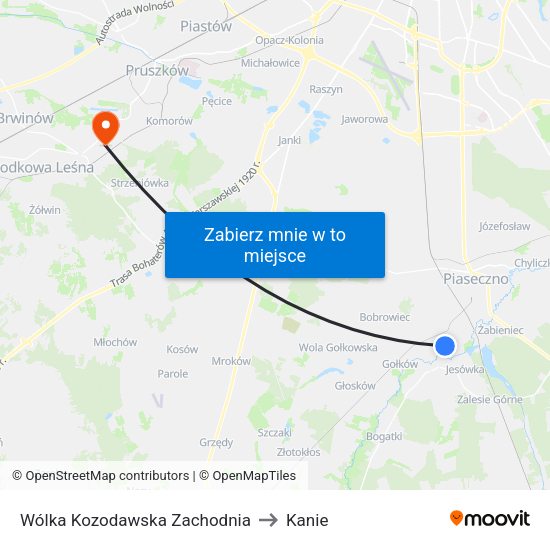 Wólka Kozodawska Zachodnia to Kanie map