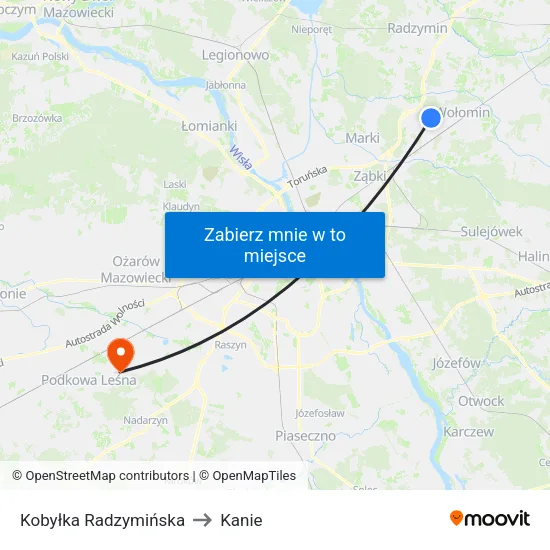 Kobyłka Radzymińska to Kanie map