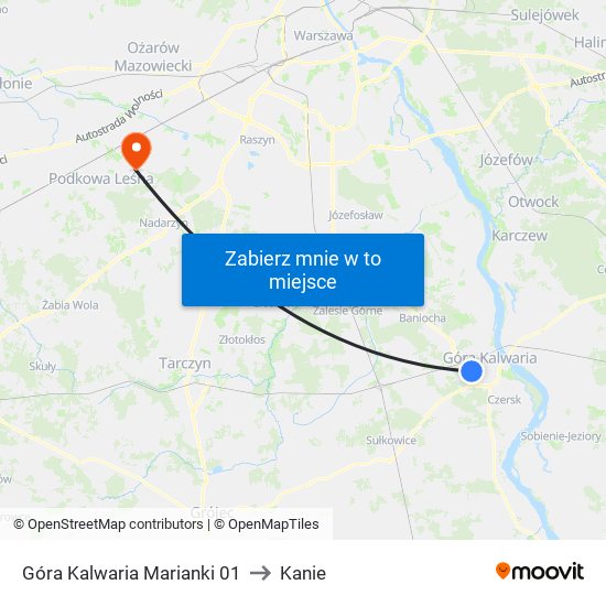 Góra Kalwaria Marianki 01 to Kanie map
