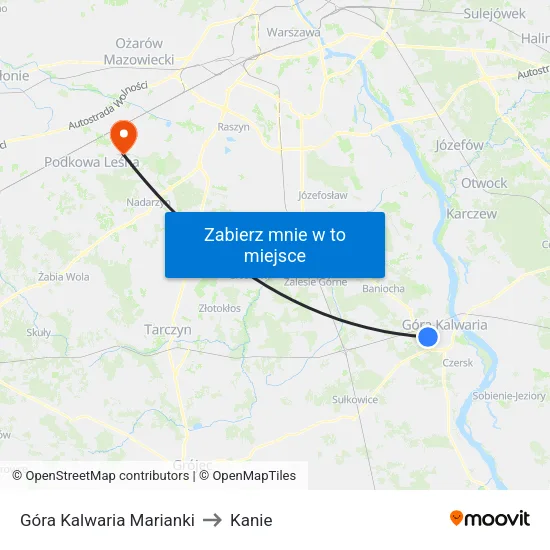 Góra Kalwaria Marianki to Kanie map